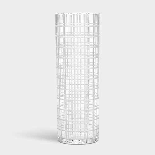 Orrefors Cut In Number Checkered Vase Tall