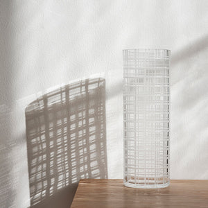 Orrefors Cut In Number Checkered Vase Tall