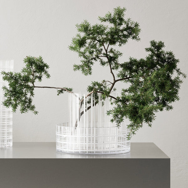 Load image into Gallery viewer, Orrefors Cut In Number Striped Vase Low
