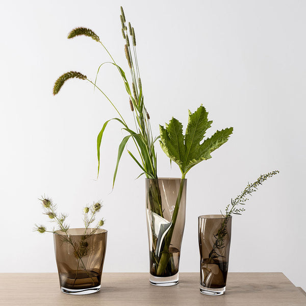 Load image into Gallery viewer, Orrefors Squeeze Smokey Brown Vase Tall
