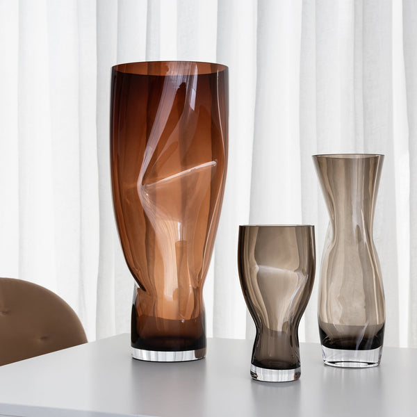 Load image into Gallery viewer, Orrefors Squeeze Smokey Brown Vase Tall
