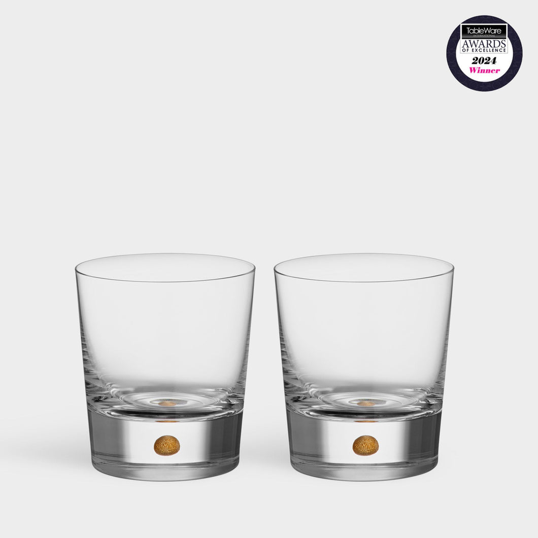 Orrefors Intermezzo Gold Double Old Fashioned - Set of 2