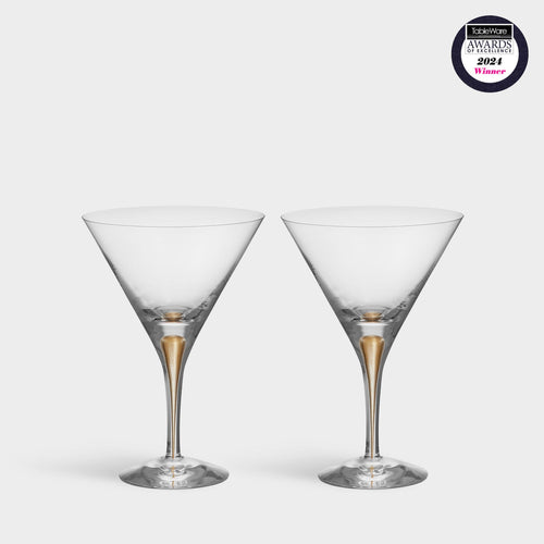 Orrefors Intermezzo Gold Martini - Set of 2