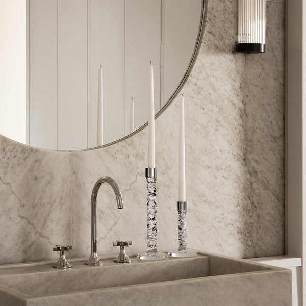 Load image into Gallery viewer, Orrefors Carat Candlestick Silver Medium - Set of 2
