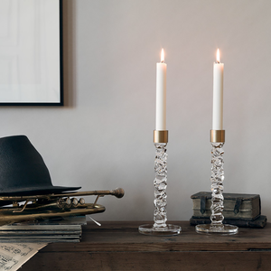 Orrefors Carat Candlestick Brass Medium - Set of 2