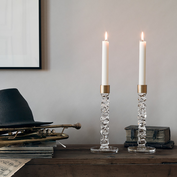 Load image into Gallery viewer, Orrefors Carat Candlestick Brass Medium - Set of 2
