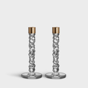 Orrefors Carat Candlestick Brass Medium - Set of 2