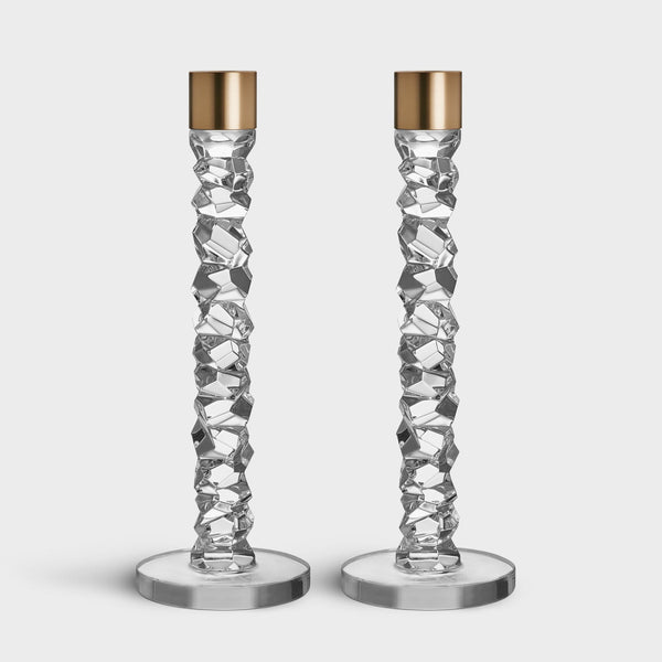 Load image into Gallery viewer, Orrefors Carat Candlestick Brass Large - Set of 2
