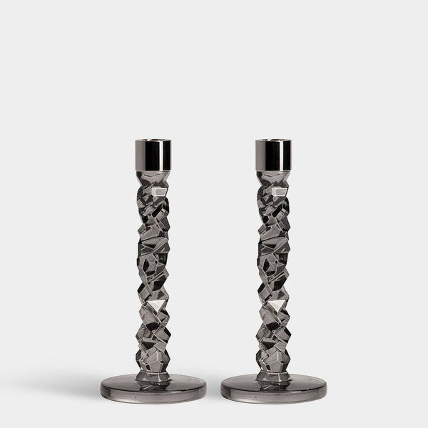 Load image into Gallery viewer, Orrefors Carat Candlestick Graphite Medium - Set of 2
