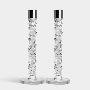 Orrefors Carat Candlestick Silver Large - Set of 2