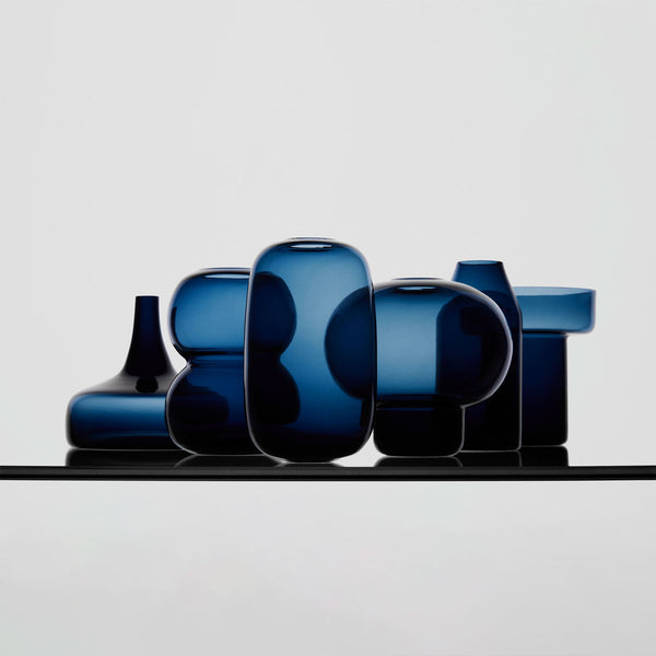 Load image into Gallery viewer, Orrefors Midsummer Vases Midnight Blue Mini Set Of 7 Ltd
