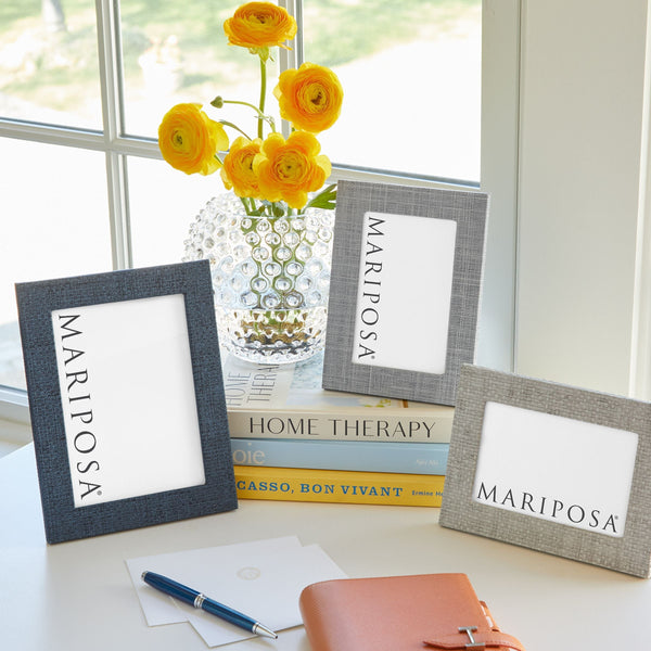 Load image into Gallery viewer, Mariposa Indigo Faux Grasscloth 5x7 Frame
