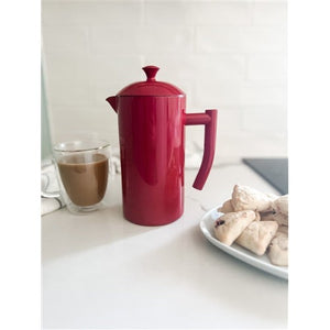 Frieling Double-Walled Stainless Steel French Press Coffee Maker, Shiraz Red, 34 fl. oz.