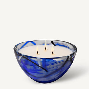 Kosta Boda Contrast Blue Candle - Coastal Bloom