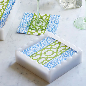 Mariposa Knots And Spots White Scalloped Cocktail Napkin Box Set