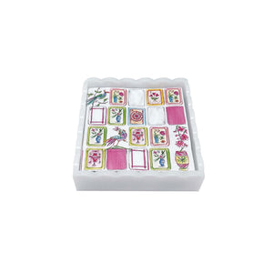 Mariposa Mahjong White Scalloped Cocktail Napkin Box Set