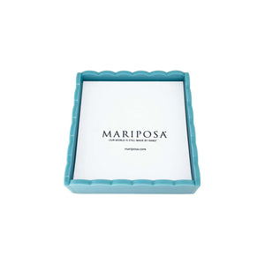 Mariposa Teal Scallop Napkin Box with Insert