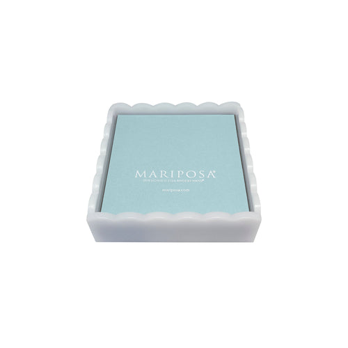 Mariposa White Scalloped Napkin Box with Insert