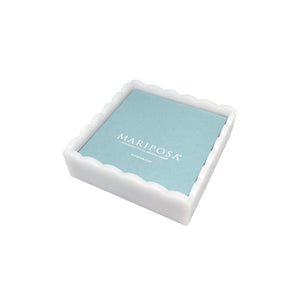 Mariposa White Scalloped Napkin Box with Insert
