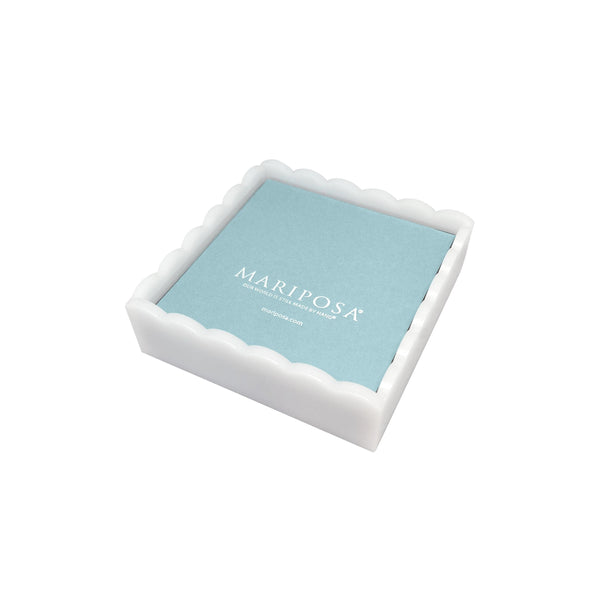 Load image into Gallery viewer, Mariposa White Scalloped Napkin Box with Insert

