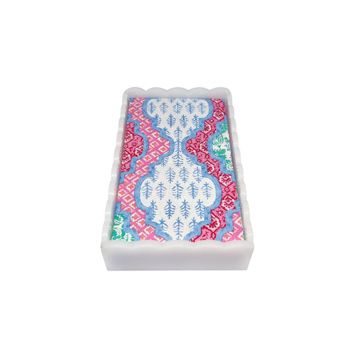 Mariposa Provencal Cotton Pink White Scalloped Guest Towel Box Set