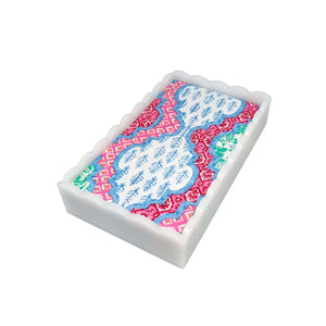 Mariposa Provencal Cotton Pink White Scalloped Guest Towel Box Set