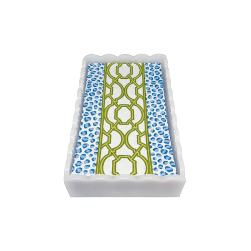 Mariposa Knots And Spots White Scalloped Guest Towel Box Set