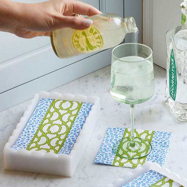 Load image into Gallery viewer, Mariposa White Scalloped Guest Towel Box with Insert
