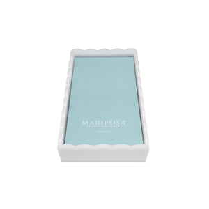 Mariposa White Scalloped Guest Towel Box with Insert