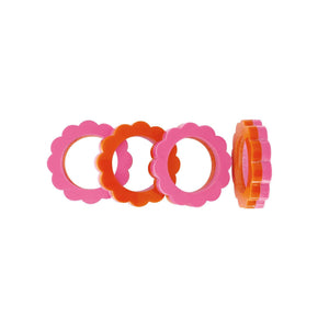 Mariposa Orange and Pink Scallop Napkin Ring Set of 4