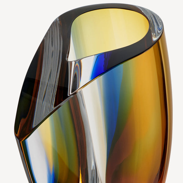 Load image into Gallery viewer, Kosta Boda Mirage Blue/Amber Vase Large
