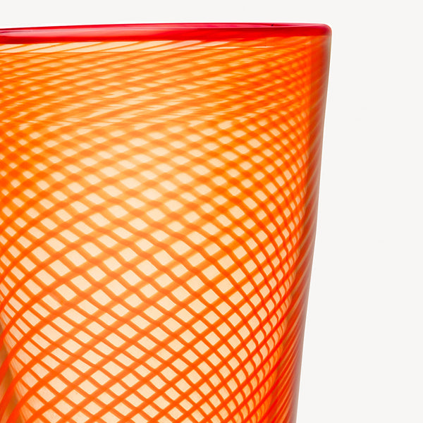 Load image into Gallery viewer, Kosta Boda Red Rim Orange Vase
