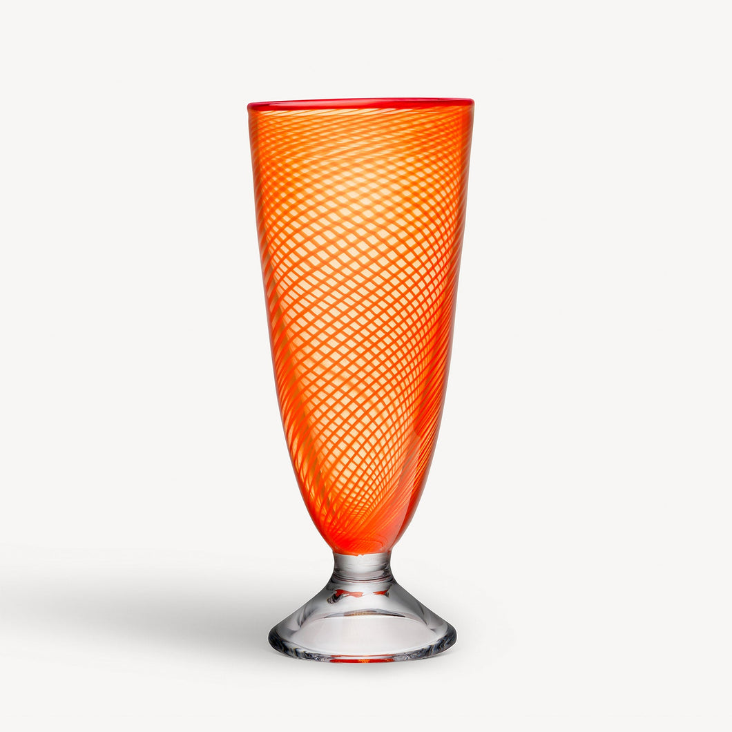 Kosta Boda Red Rim Orange Vase