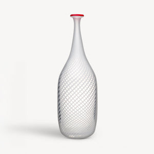 Kosta Boda Red Rim White Bottle