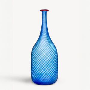 Kosta Boda Red Rim Blue Bottle