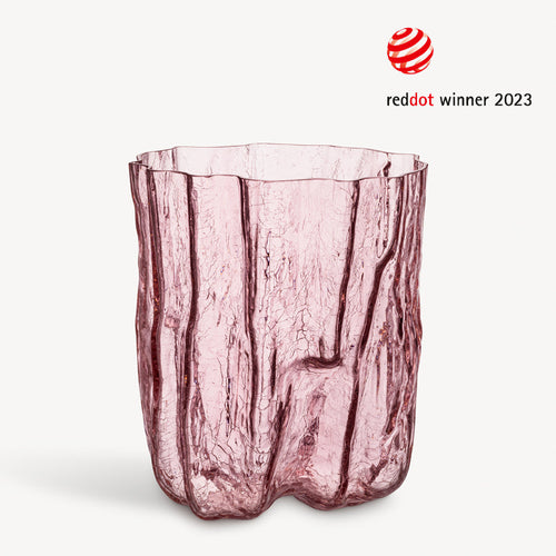 Kosta Boda Crackle Pink Vase Tall
