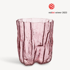 Kosta Boda Crackle Pink Vase Tall