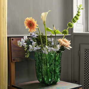 Kosta Boda Crackle Vase Green Tall
