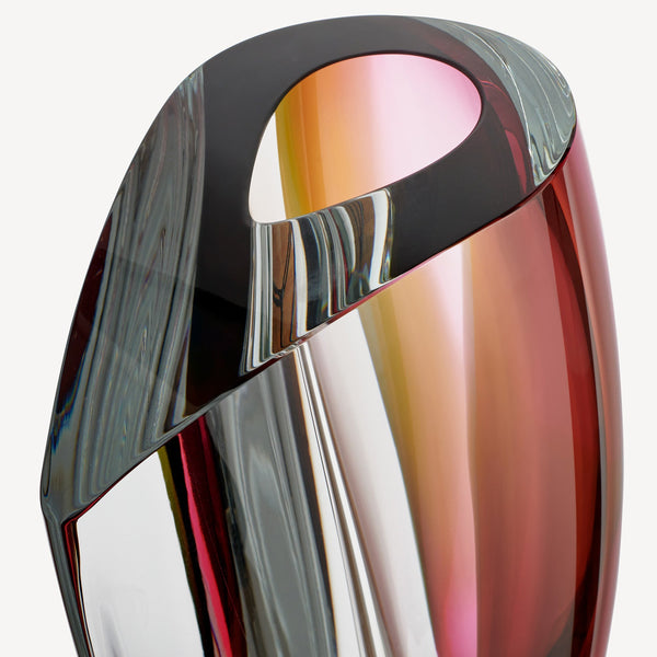 Load image into Gallery viewer, Kosta Boda Mirage Gray/Red Vase XL
