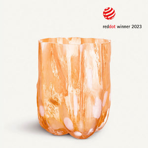 Kosta Boda Crackle Vase Tall Amber/Flamingo