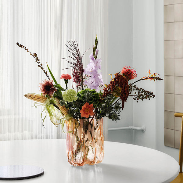 Load image into Gallery viewer, Kosta Boda Crackle Vase Tall Amber/Flamingo
