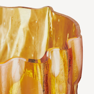 Kosta Boda Crackle Vase Tall Amber/Flamingo