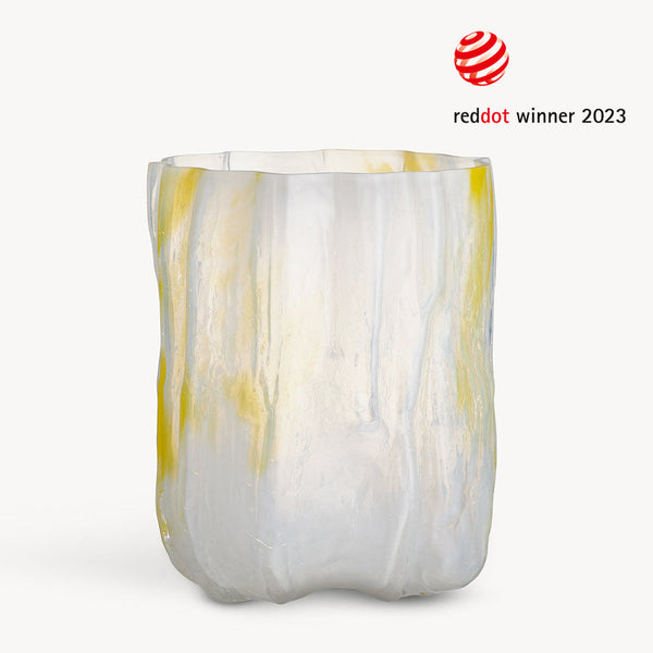 Load image into Gallery viewer, Kosta Boda Crackle Vase Lemon Sorbet Tall
