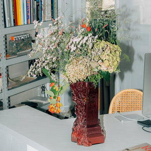 Kosta Boda Rocky Baroque Vase Oxblood