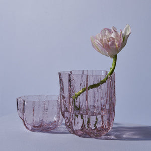 Kosta Boda Crackle Vase Pink Small