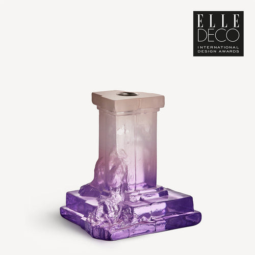 Kosta Boda Rocky Baroque Candlestick Lilac Haze Medium