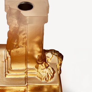 Kosta Boda Rocky Baroque Candlestick Amber Haze Medium