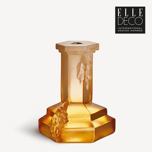 Kosta Boda Rocky Baroque Candlestick Amber Haze Large