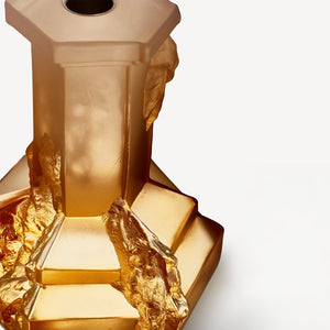 Kosta Boda Rocky Baroque Candlestick Amber Haze Large