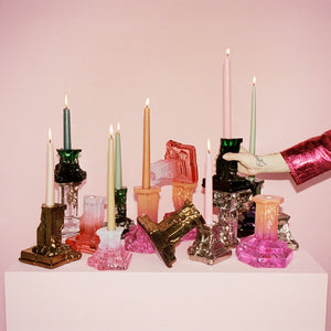 Kosta Boda Rocky Baroque Candlestick Spicy Rose Small